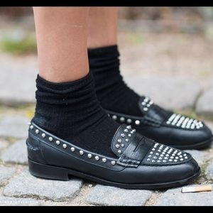 Zara Studded Leather Loafers